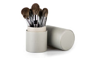 Complete Piano Black Brush Set Including Faux Leather Brush Holder