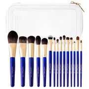 Royal Blue Luxe Brush Set Including Ivory cream Bag