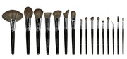 Complete Piano Black Brush Set Including Faux Leather Brush Holder