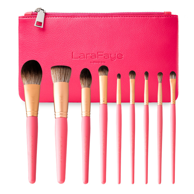Hot Pink Luxe Brush Set (Includes Hot Pink Bag)