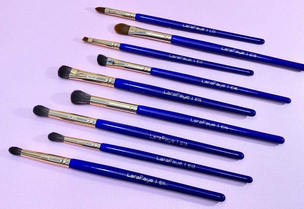 Royal Blue Luxe Eye Brush Set including Precision Lip Brush
